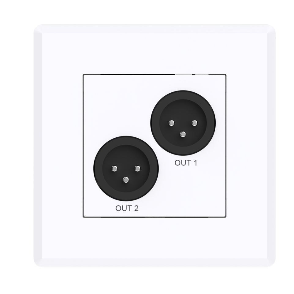 Turtle Dual Dante to Analog XLR Output EU Wall Box Front