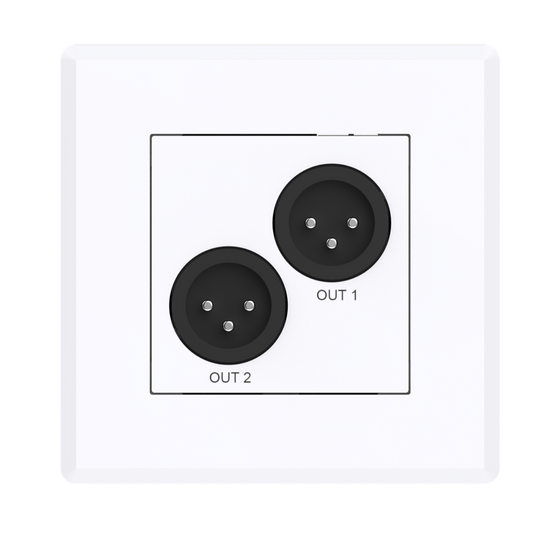 Turtle Dual Dante to Analog XLR Output EU Wall Box Front