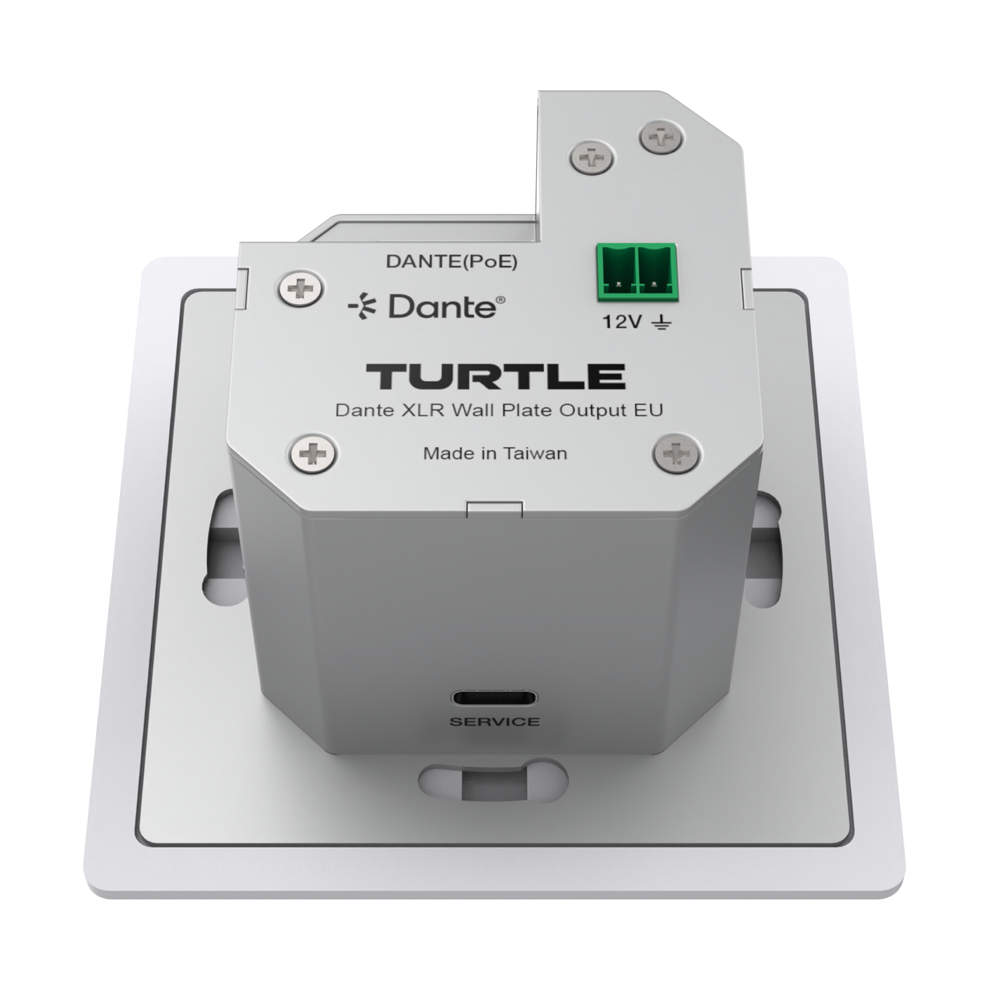 Turtle Dante XLR wall plate output on a white background