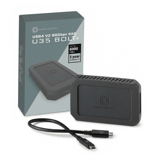 Oyen Digtal U35 Bolt+ USB-C (USB4) Rugged NVMe SSD Box Contents