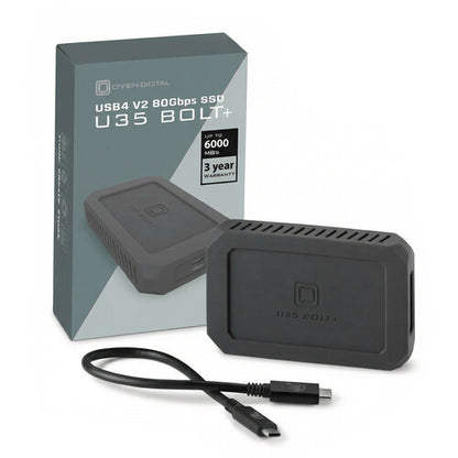 Oyen Digtal U35 Bolt+ USB-C (USB4) Rugged NVMe SSD Box Contents