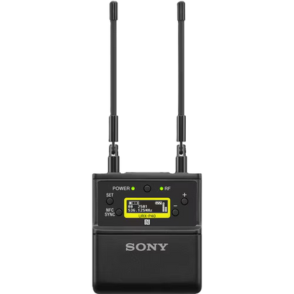 Sony wireless microphone transmitter on a white background