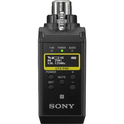 Sony UTX-P40 wireless microphone transmitter on a white background