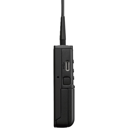 Black electronic device with antenna on a white background