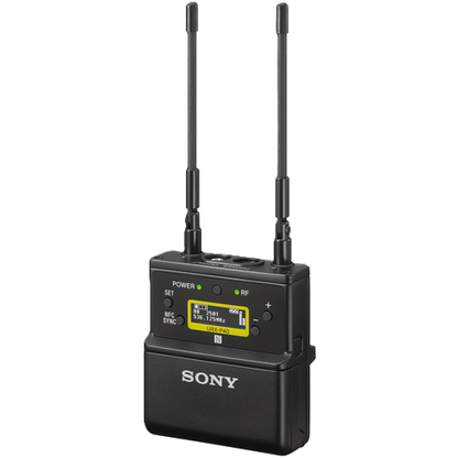 Sony wireless microphone transmitter on a white background