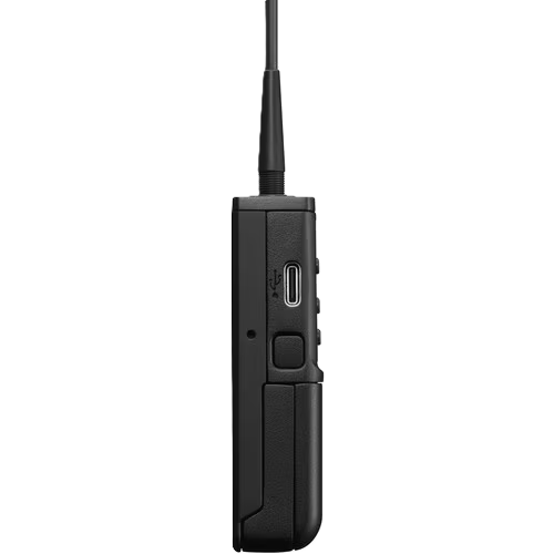 Black electronic device with antenna on a white background