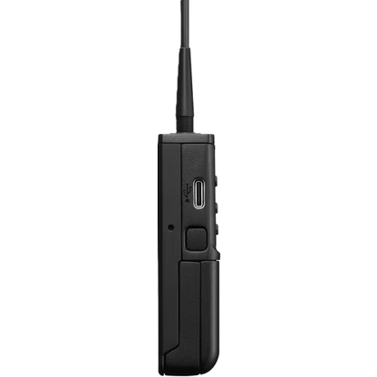 Black electronic device with antenna on a white background