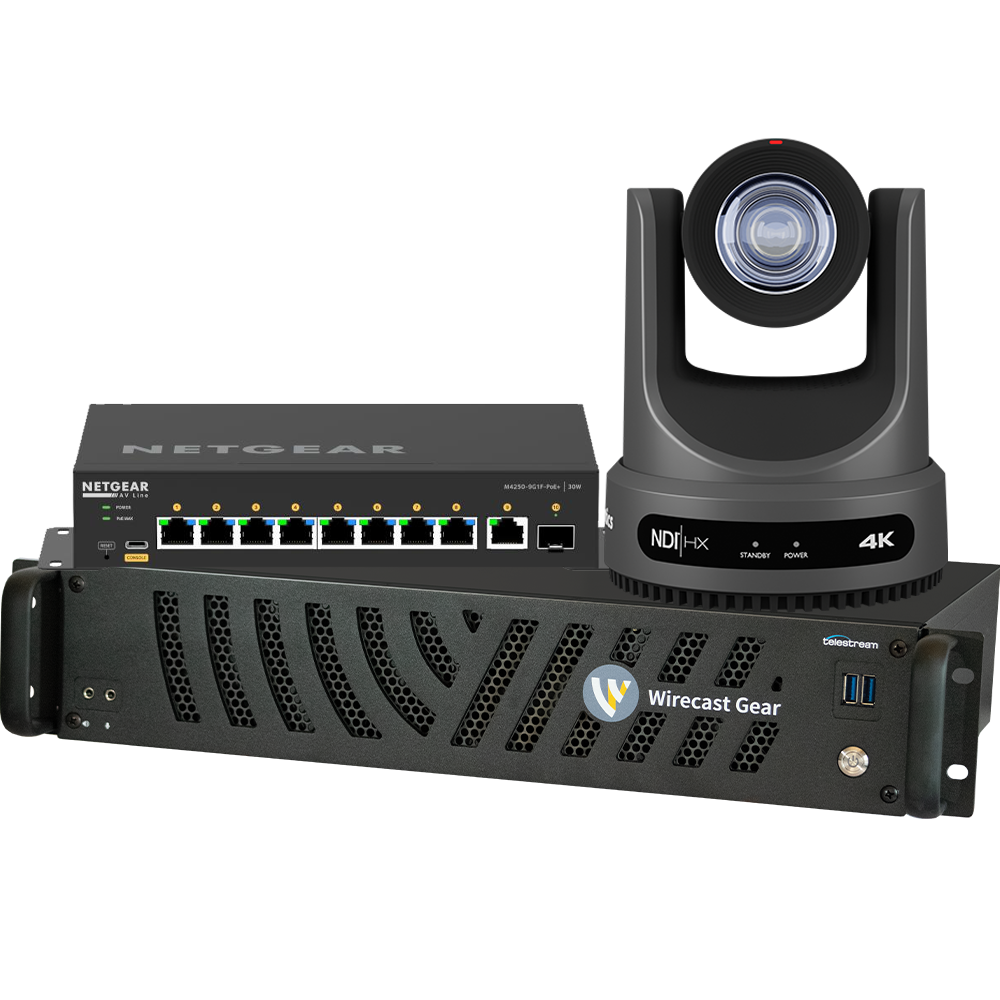 Telestream Wirecast 4K, PTZOptics Move 4K, and NETGEAR Switch Bundle