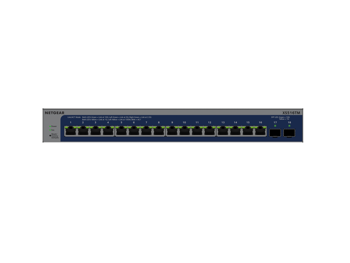 NETGEAR XS516TM 16-Port 10G/Multi-Gigabit Ethernet Smart Switch with 2 10G SFP+ Ports