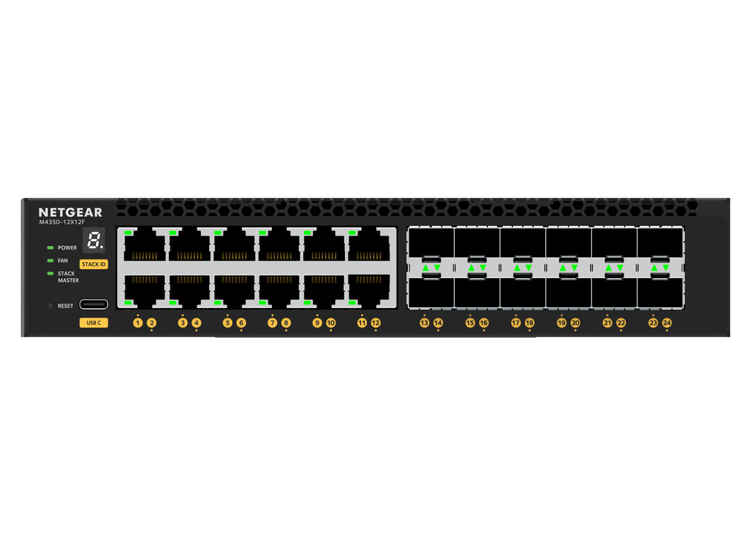 NETGEAR M4350 XSM4324 24-Port 12x10G/Multi-Gig and 12xSFP+ Desktop Managed Switch