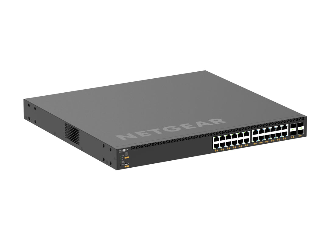 NETGEAR M4350 XSM4328CV 24x10G/Multi-Gig PoE+ (576W base, up to 720W) and 4xSFP28 25G Managed Switch