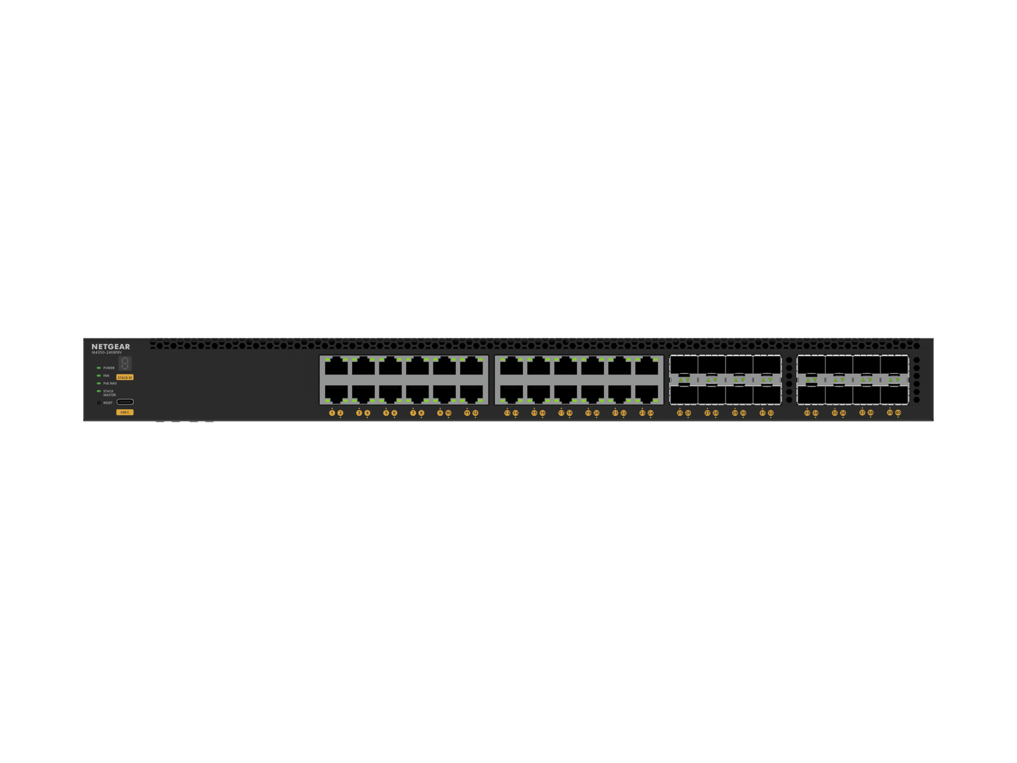 NETGEAR M4350-24X8F8V Fully Managed Switch (XSM4340V) 24x10G/Multi-Gig PoE++ (290W base, up to 1,770W), 8xSFP+ and 8xSFP28 25G Managed Switch (TAA Compliant)