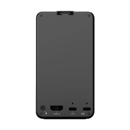 Back view of a black smartphone on a white background