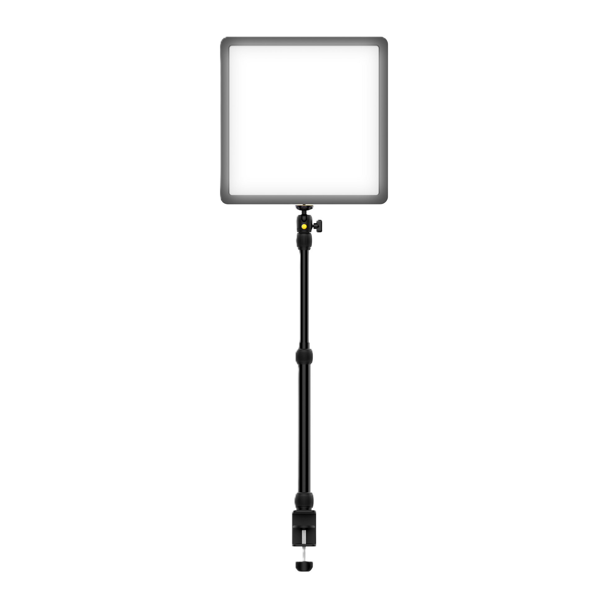 A square LED light panel on an adjustable black stand, shown against a solid white background.