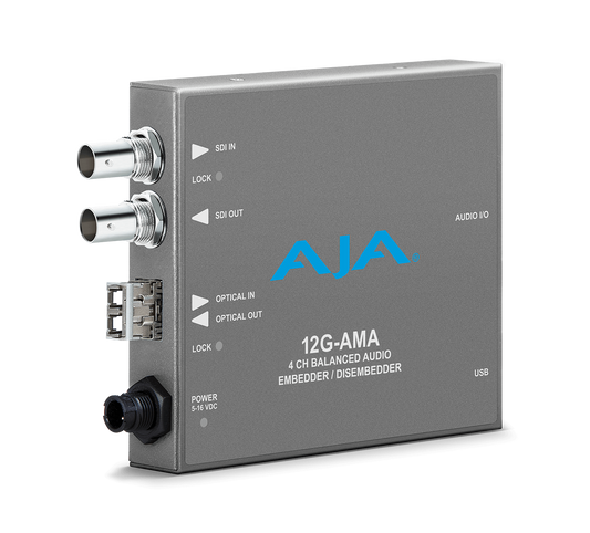 12G-SDI 4-Channel Balanced Audio Embedder with ST Transmitter AJA