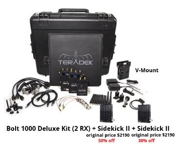 Teradek Bolt 1000 HD-SDI/HDMI TX/2RX Deluxe V-mount + 2x Sidekick II