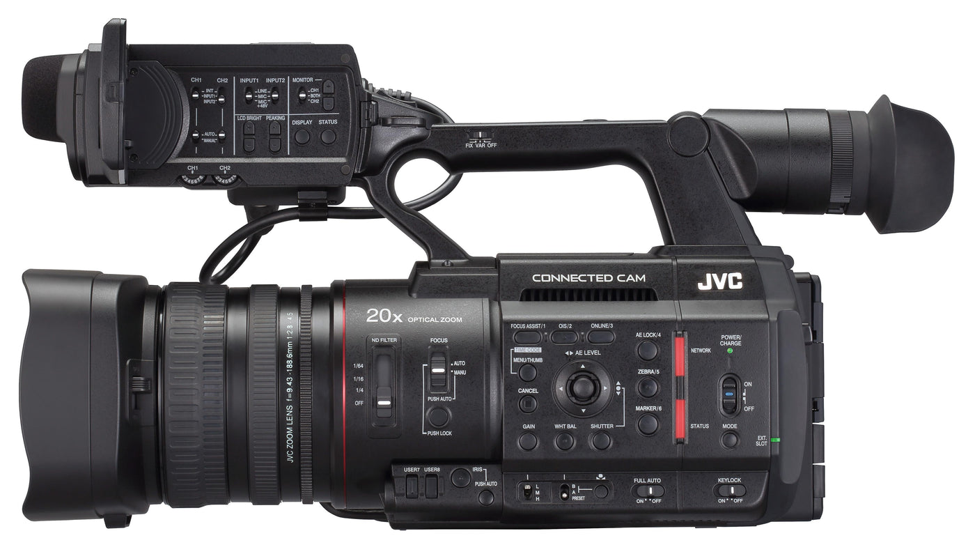 JVC Handheld 4K Connected Camcorder 20x Optical Zoom  with KA-MC100G Adapter for PreRes Recording