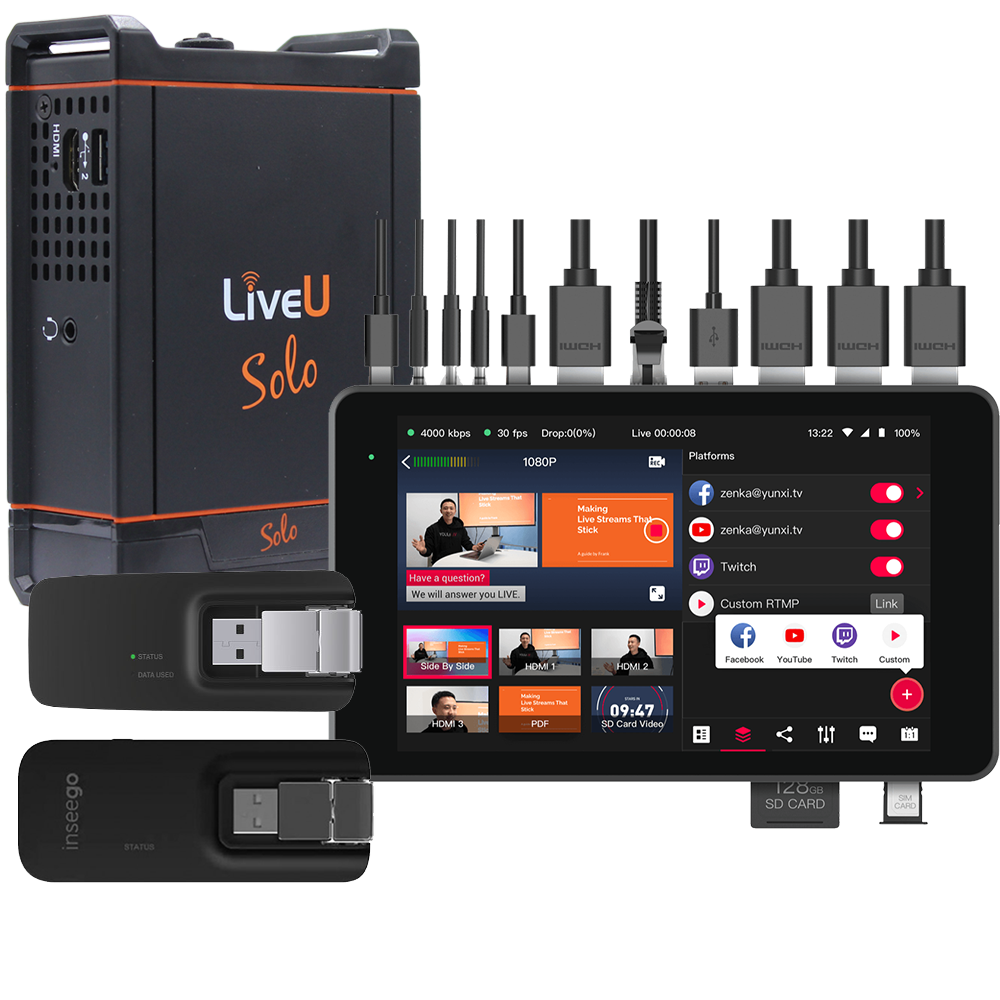 LiveU Solo HDMI with Solo Connect 2 Modem Bundle and YoloLiv YoloBox Pro