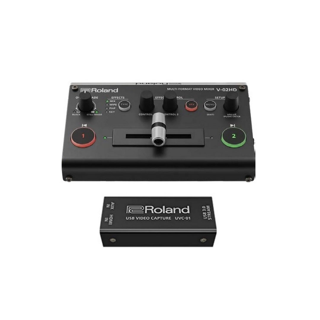 Roland V-02HD STR Video Switcher Web Streaming Bundle with UVC-01 HDMI Encoder