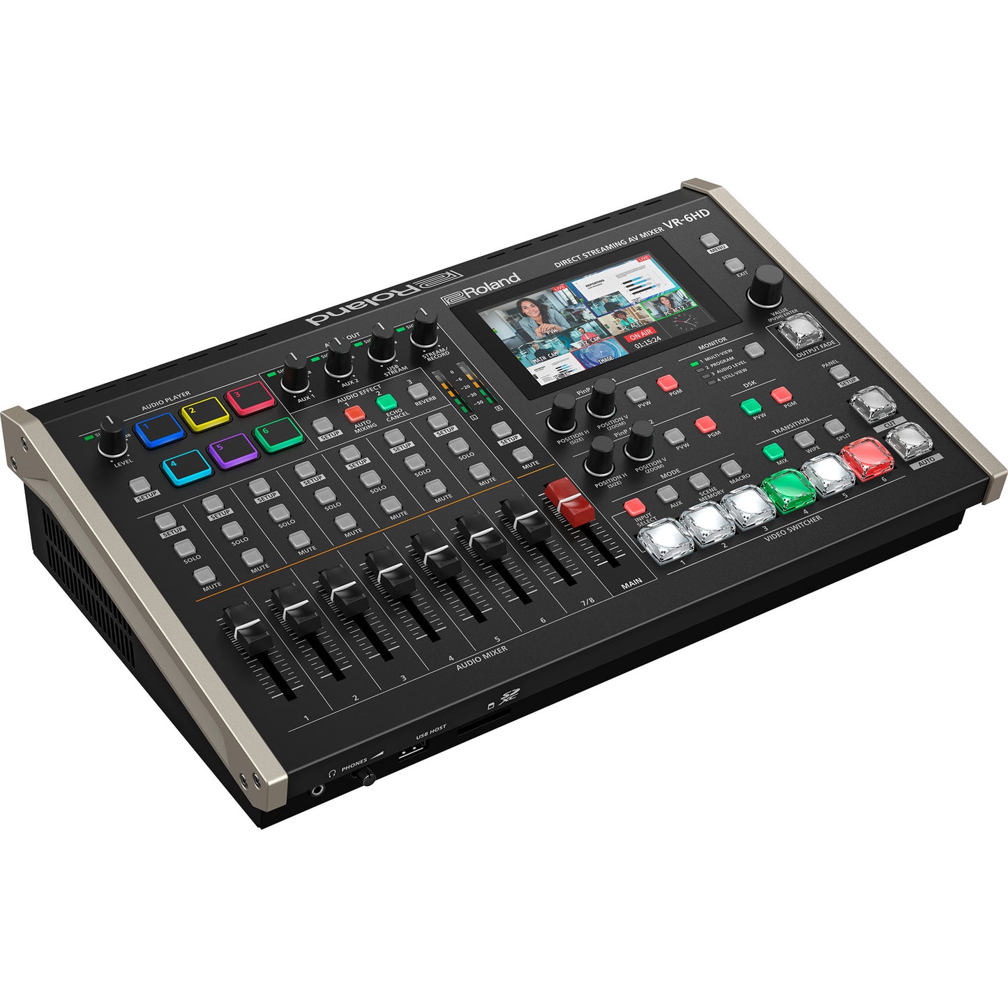 Roland VR-6HD Direct Streaming AV Mixer Angled View