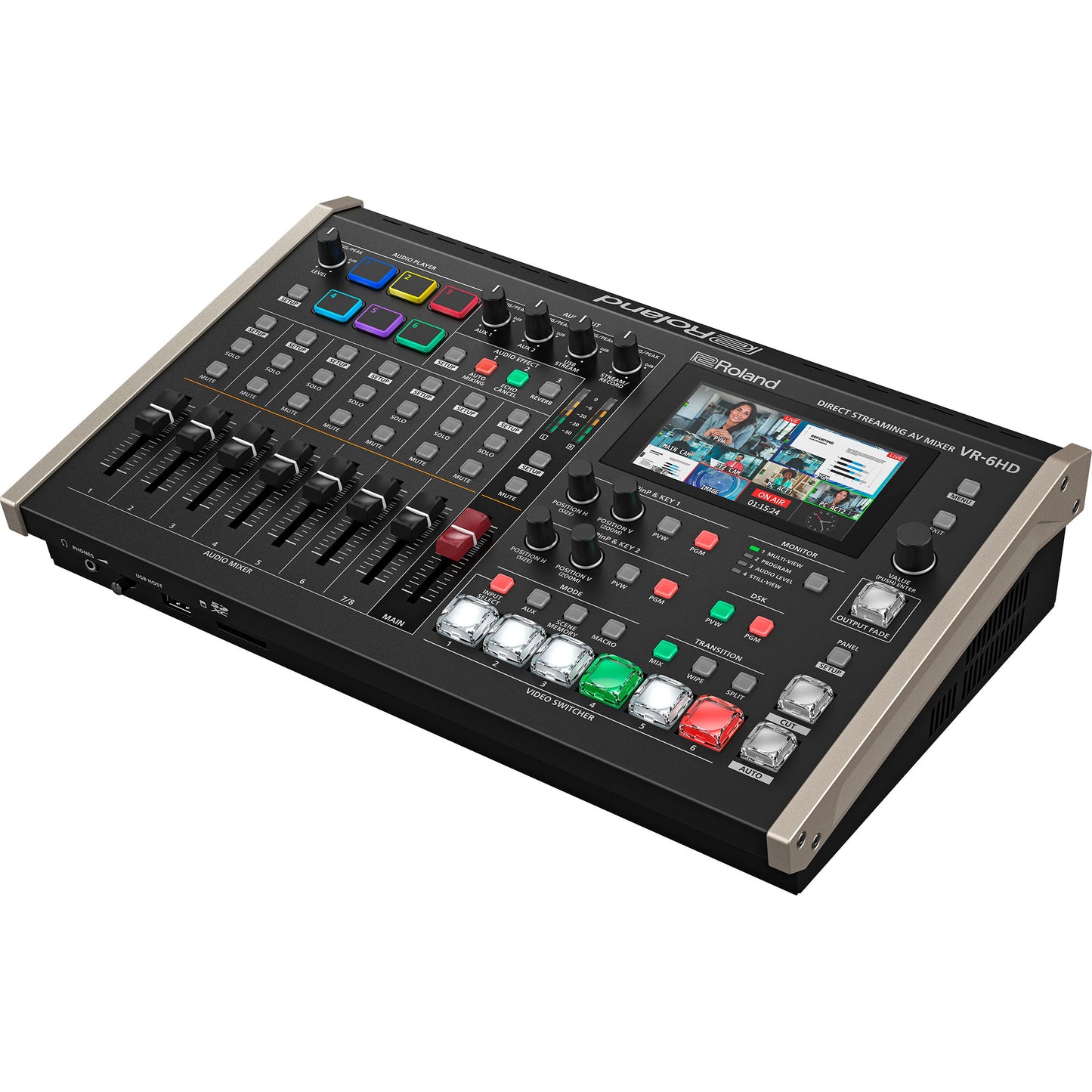 Roland VR-6HD Direct Streaming AV Mixer Angled View