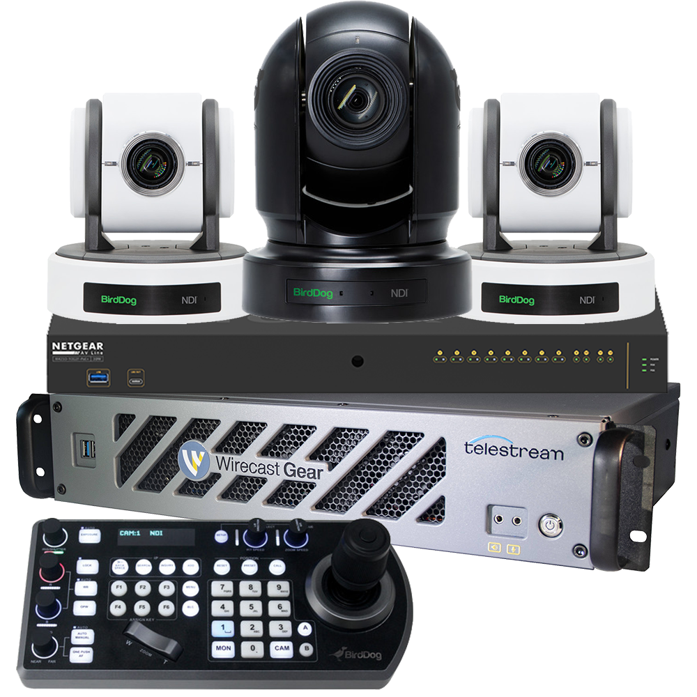 NDI Production Bundle - Wirecast Gear and BirdDog PTZ with $1,000 Bundle Savings and a Free Netgear M4250