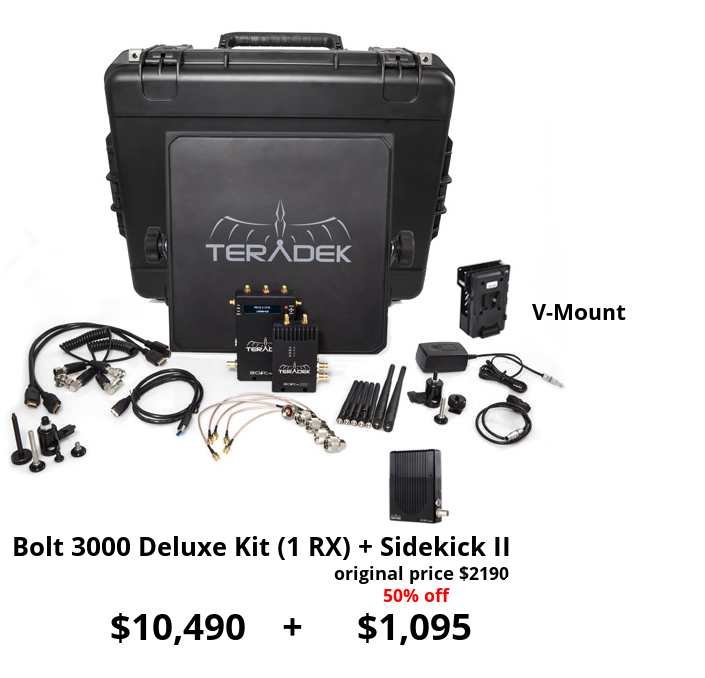 Teradek Bolt 3000 HD-SDI/HDMI TX/RX Deluxe V-mount + Sidekick II
