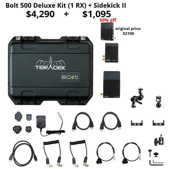 Teradek Bolt 500 SDI/HDMI TX/RX Deluxe Set + Sidekick II
