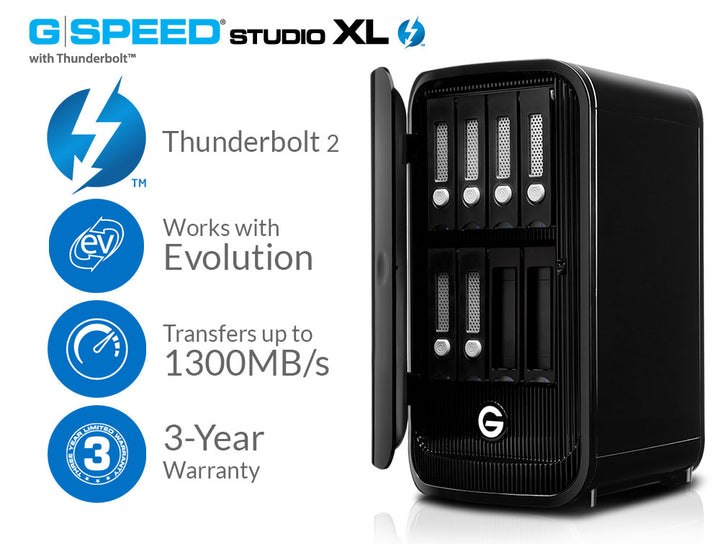 G-Technology G-SPEED STUDIO XL with 2 ev Series Bay Adapters, 18TB