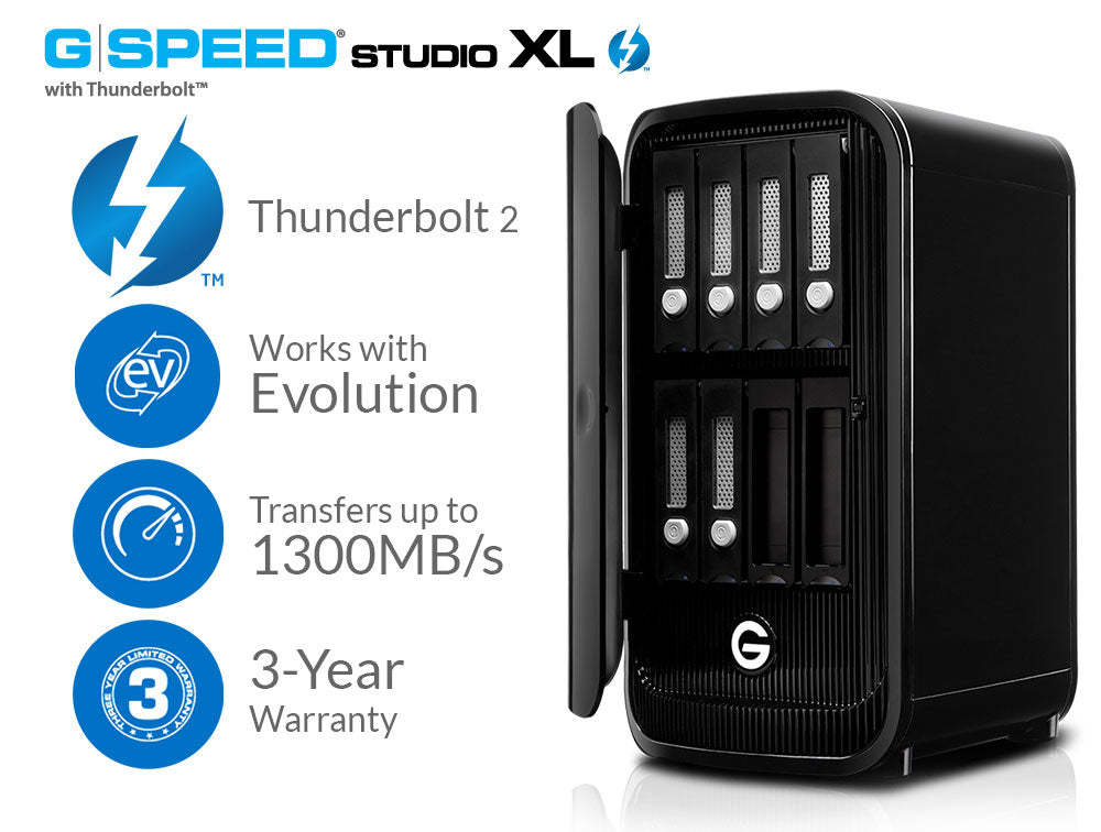 G-Technology G-SPEED STUDIO XL with 2 ev Series Bay Adapters, 18TB