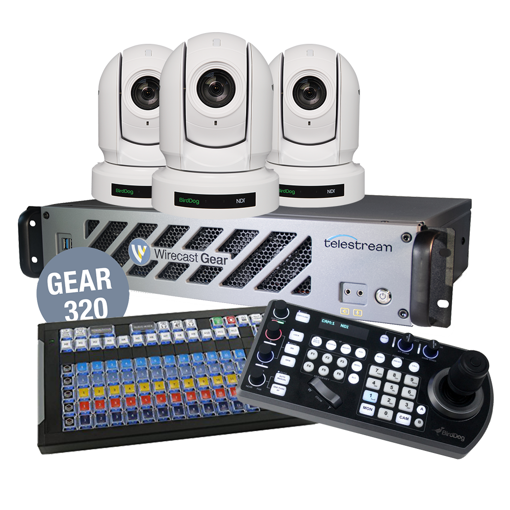 Bundle Wirecast Gear 320 with 3 BirdDog White P200 Cameras