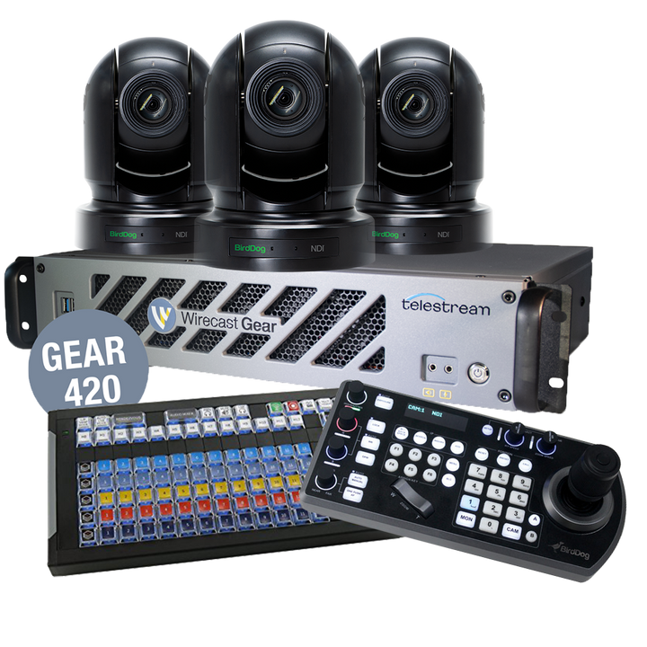 Wirecast Gear 420  with 3 BirdDog Black P200 Cameras