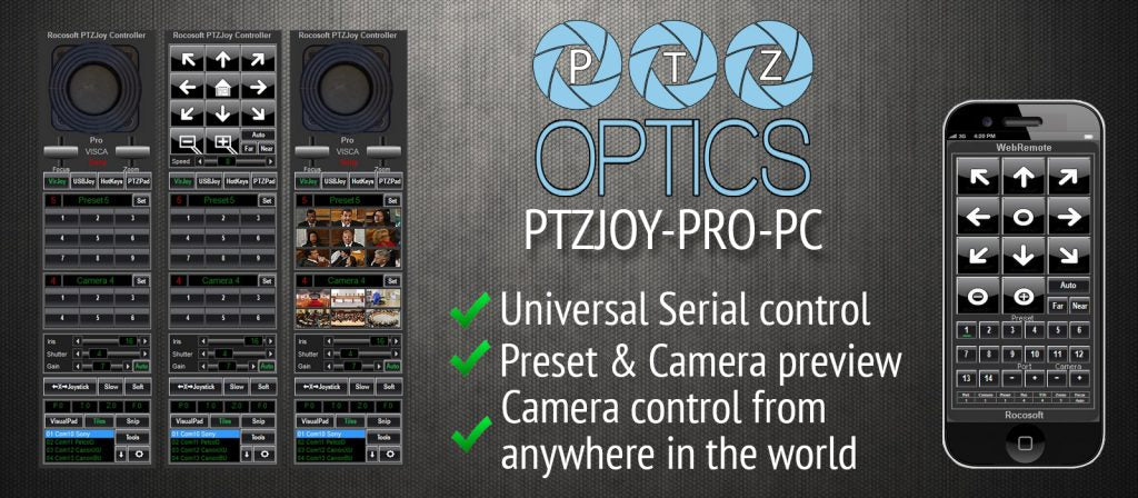 PTZOptics Rocosoft PTZJoy Pro - Serial Port PTZ Camera Controller for PC