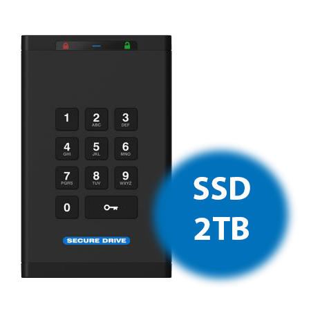 SecureData SecureDrive® KP (2TB) FIPS-140-2 Level 3 Validated 256-Bit Hardware Encrypted Externa