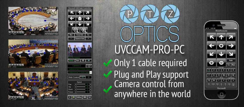 PTZOptics Rocosoft UVCCam Pro - UVC Port PTZ Camera Controller for PC